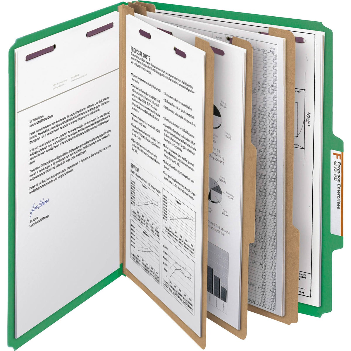 Green 8-Section Classification Folder A3305