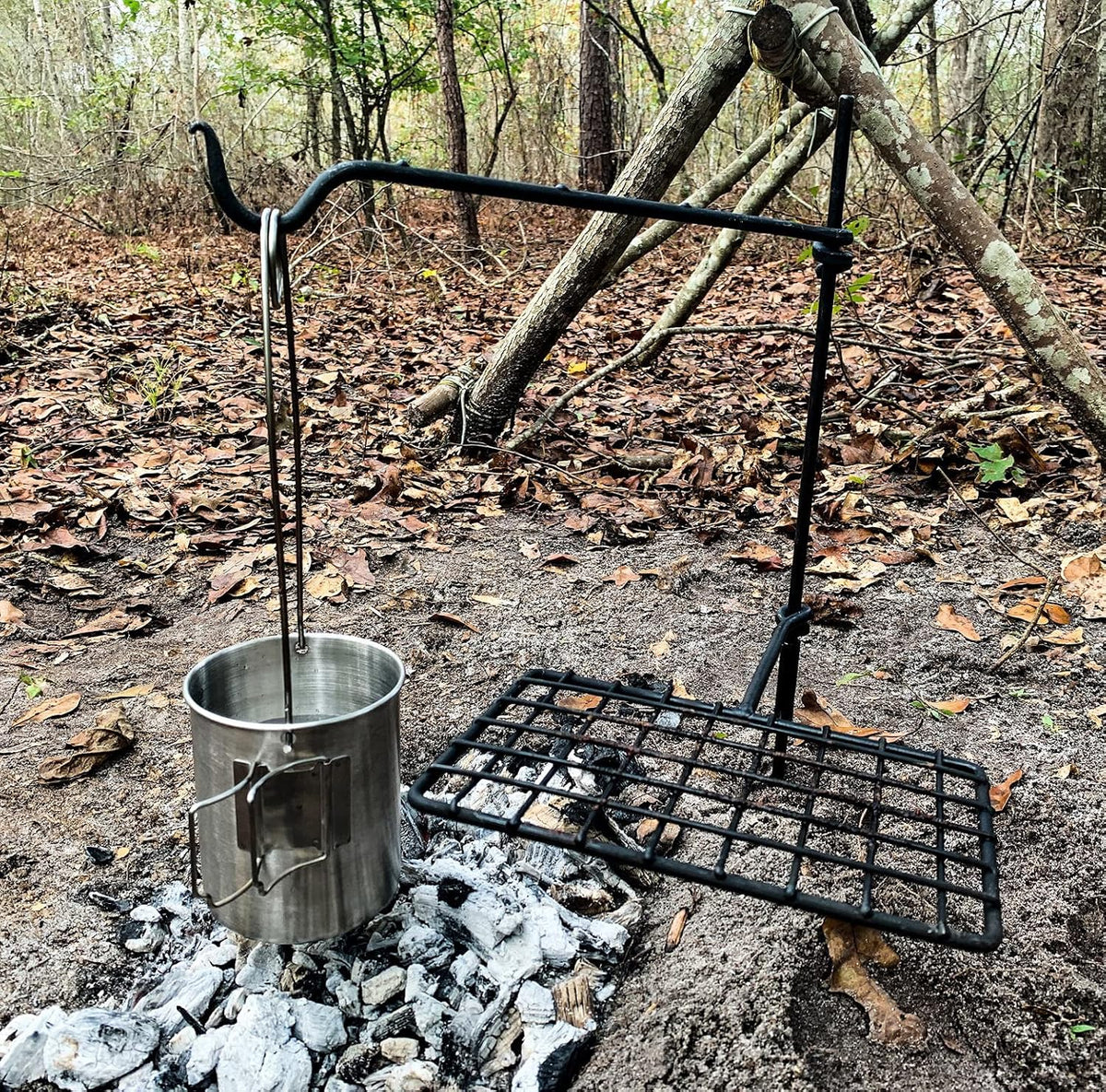 Steel Campfire Cooking Grate Swivel Grill with Canvas Carrying Bag H5128