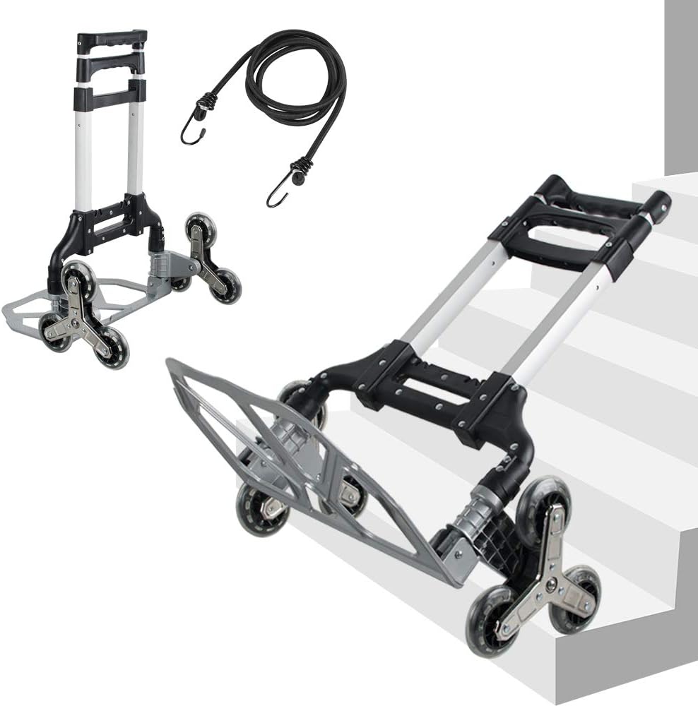 Folding Hand Truck with 6 Rubber Wheels & Bungee Cord Y132542