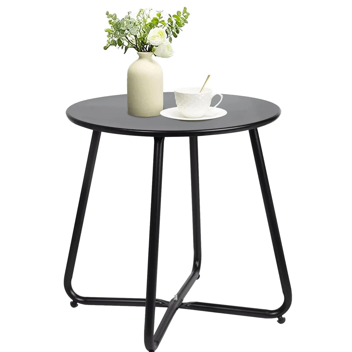 Metal Round End Table, Anti-Rust Waterproof Side Table X556366