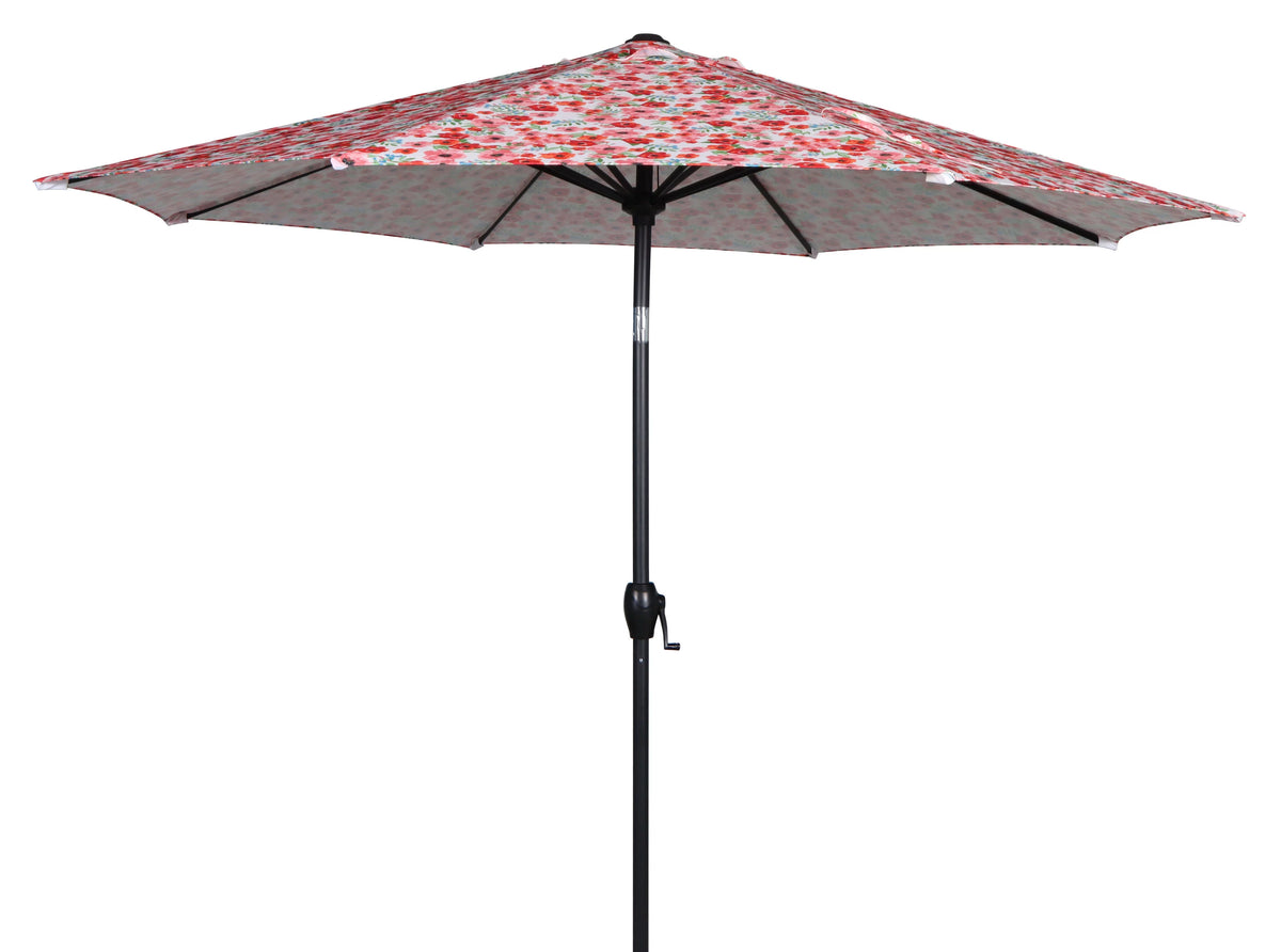 9FT Black and White Round Tilting Patio Umbrella Q660496