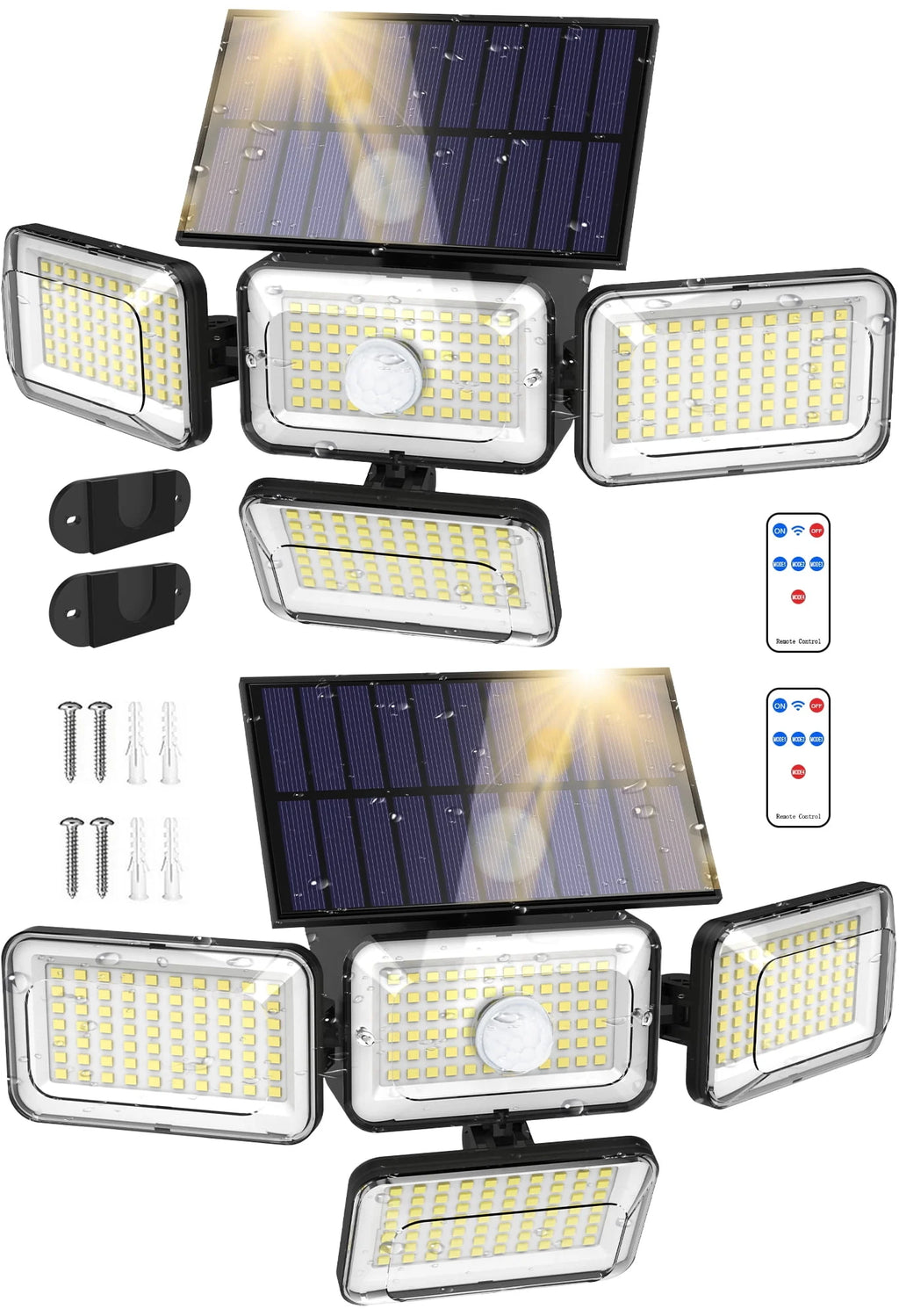 Solar Lights Outdoor 304LED 2500LM Motion Sensor IP65 Waterproof 2Pack Q218