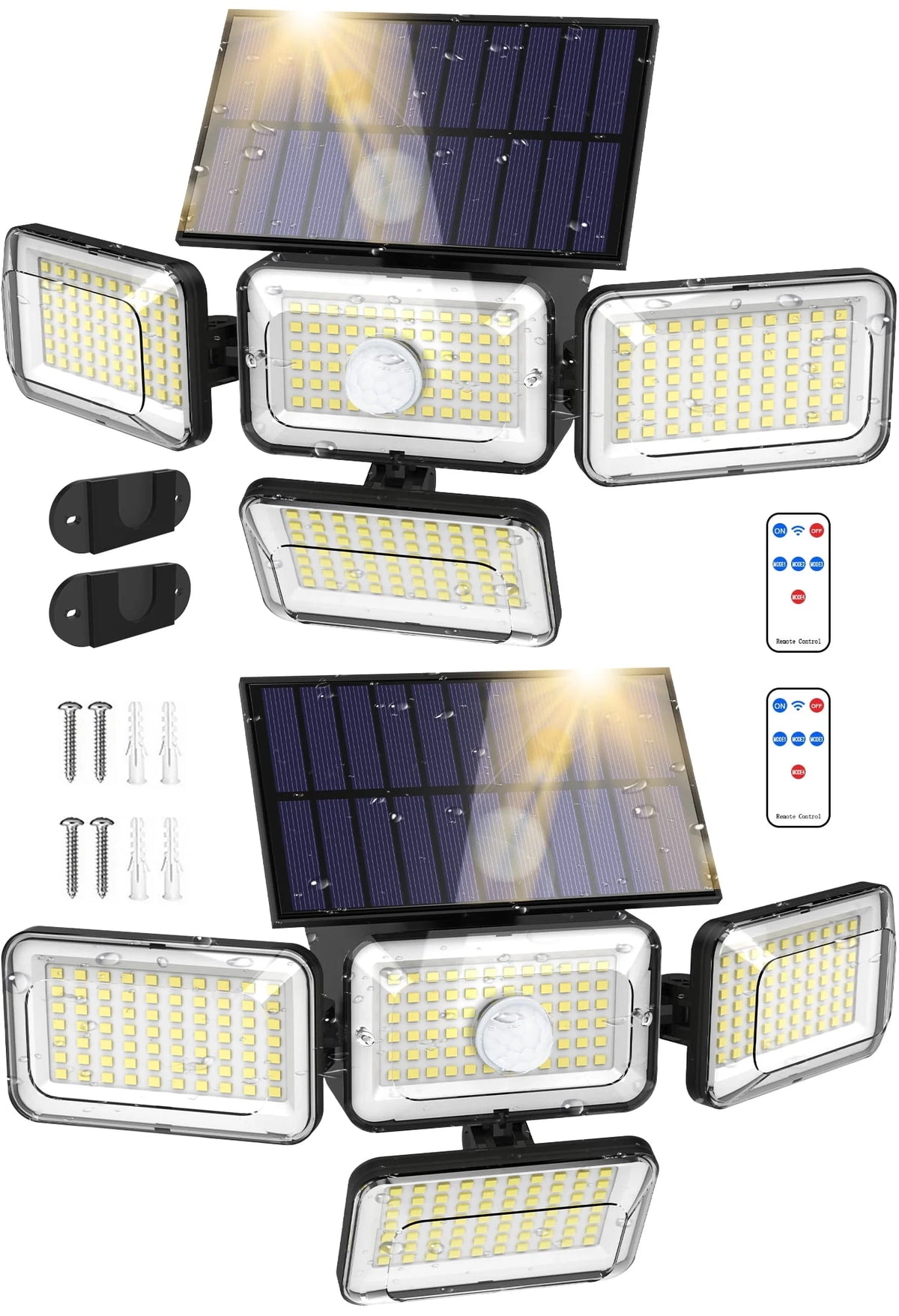 Solar Lights Outdoor 304LED 2500LM Motion Sensor IP65 Waterproof 2Pack Q218
