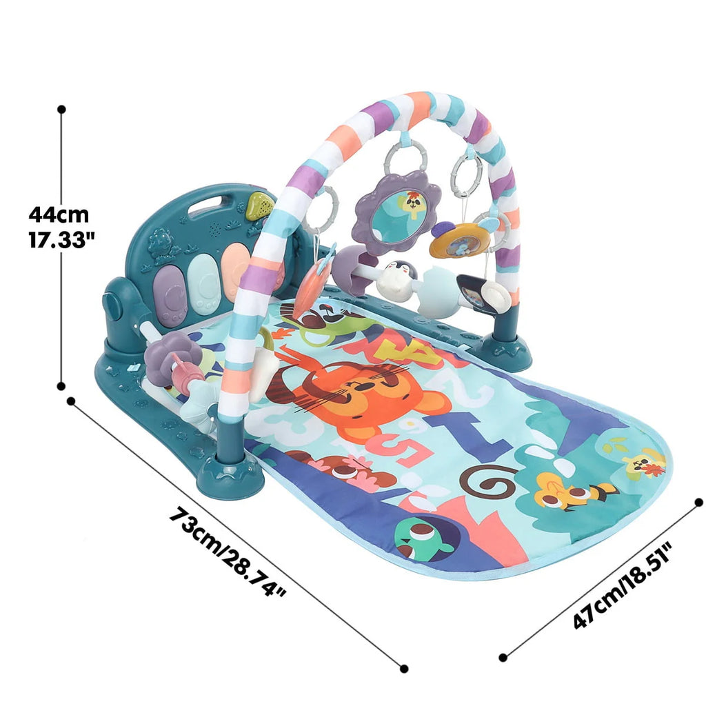 Baby Gym Play Mat 3 in 1 Fitness Rack with Music and Lights Blue A499800