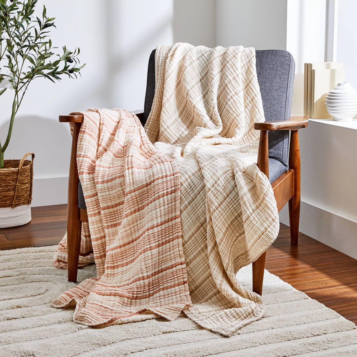 Striped Gauze Throw 50 x 72 T5834