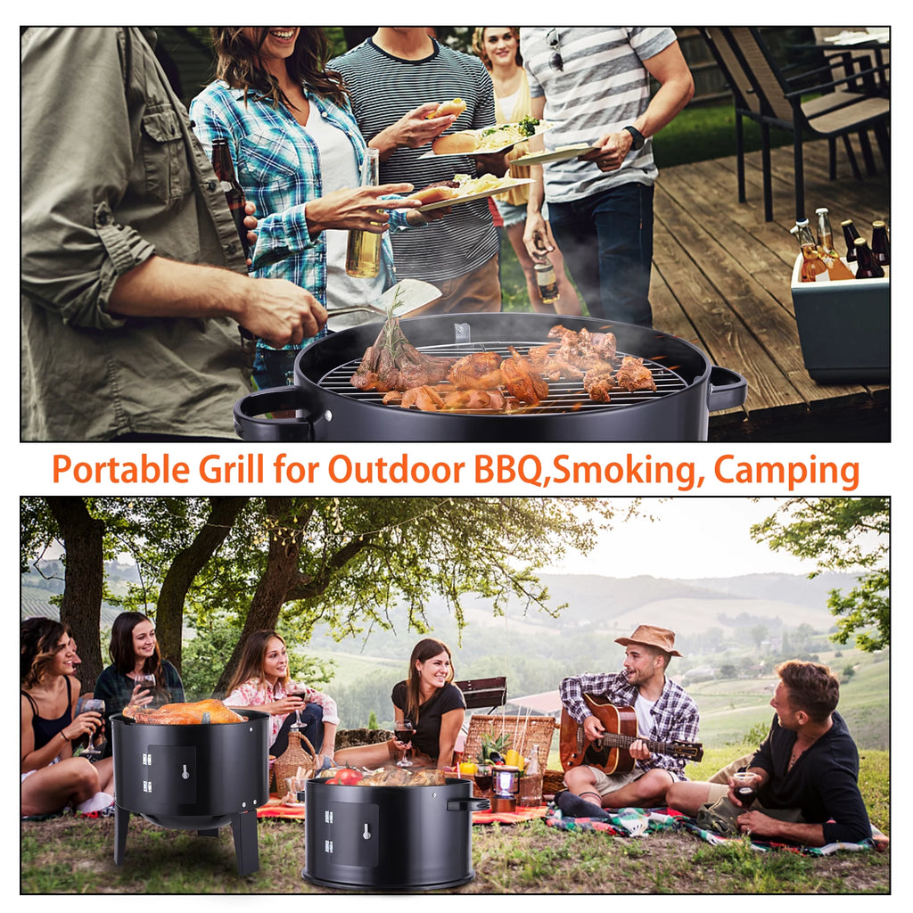 Portable Charcoal Grill 3 in 1 BBQ Smoker M431