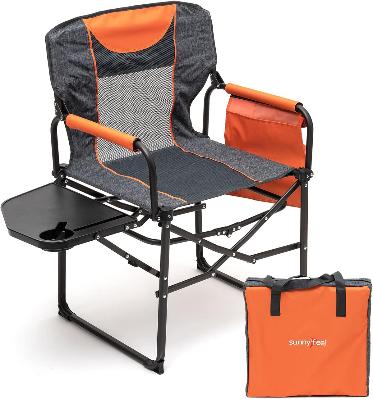 Oversized Portable Folding Camping Chair with Side Table J809493