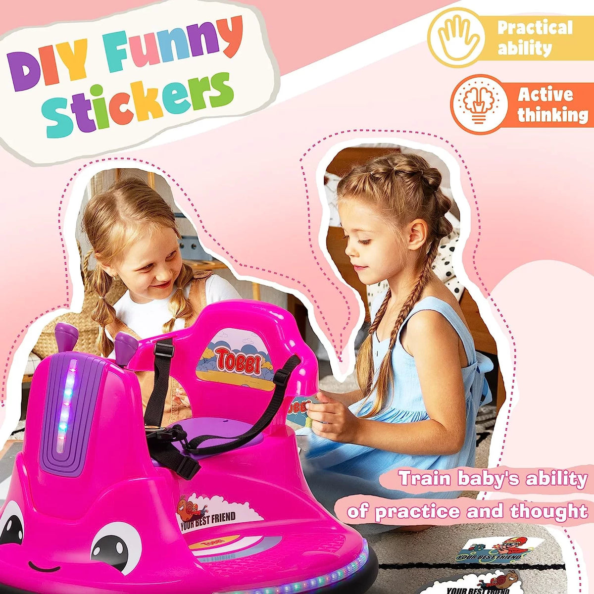 12V Kids Bumper Car with Remote Control LED Lights P60795
