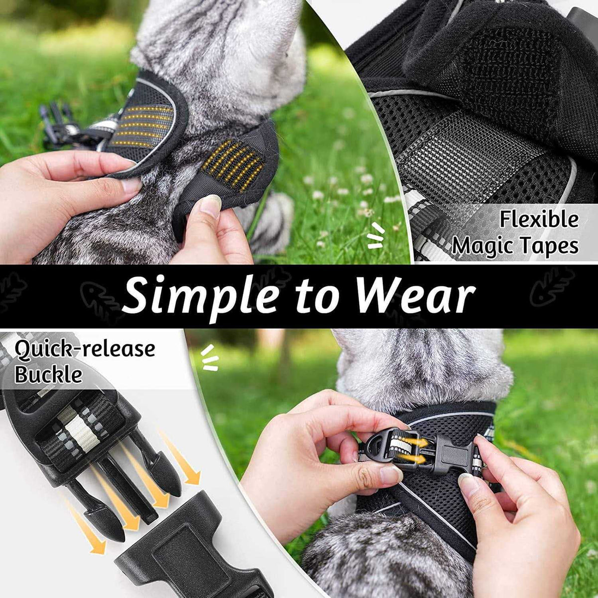 Cat Harness and Leash Adjustable Soft Vest D288