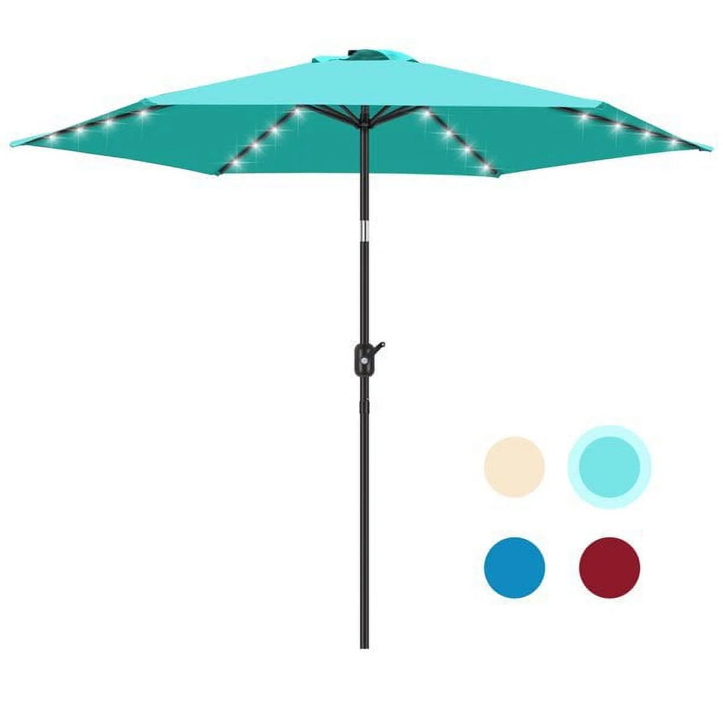 9 Ft Solar LED Light Patio Umbrella with Tilt Crank Lift A256