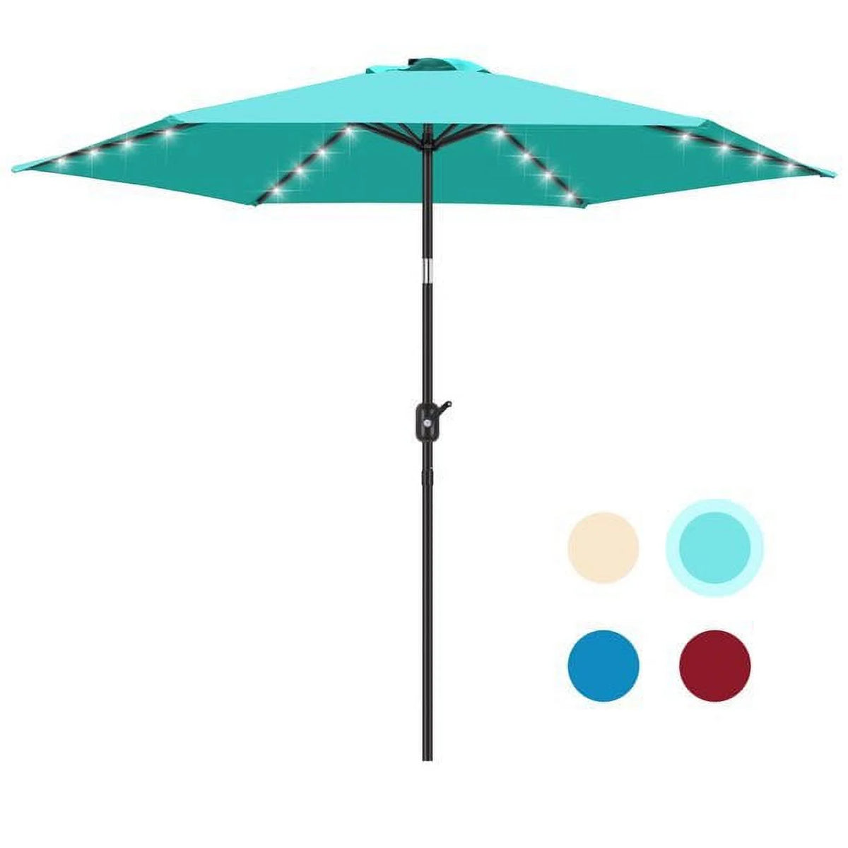 9 Ft Solar LED Light Patio Umbrella with Tilt Crank Lift A256
