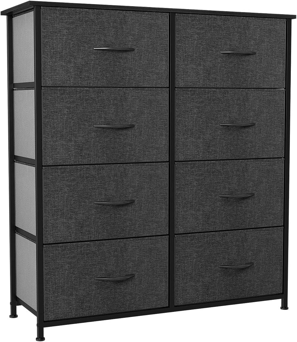 8 Drawer Fabric Dresser with Steel Frame and Wooden Top E680751