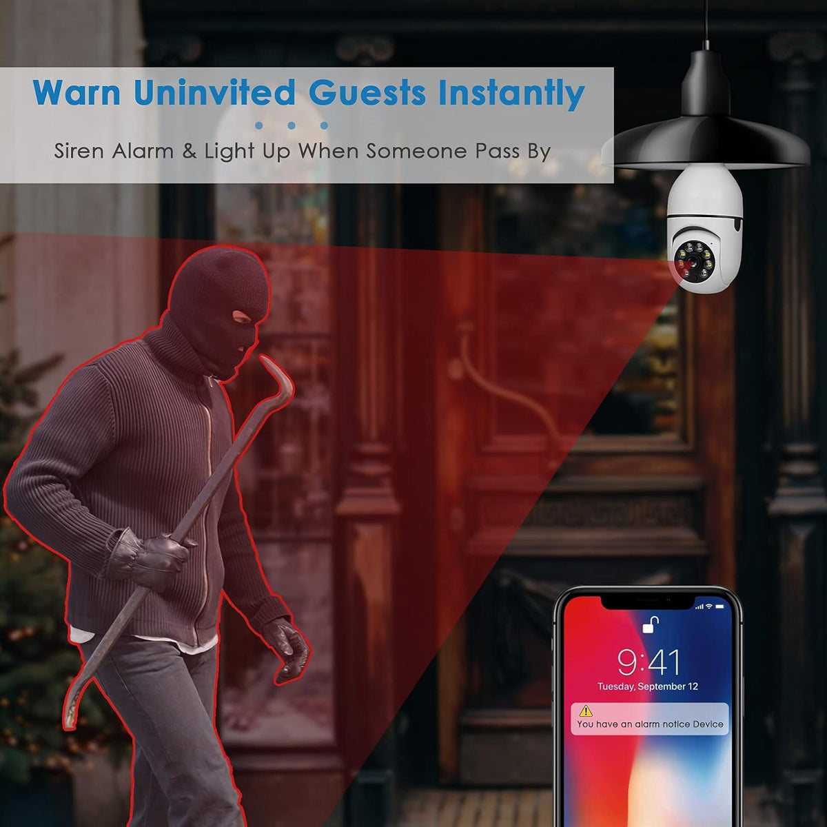 1080P PTZ Bulb Security Camera with WiFi Night Vision P247828