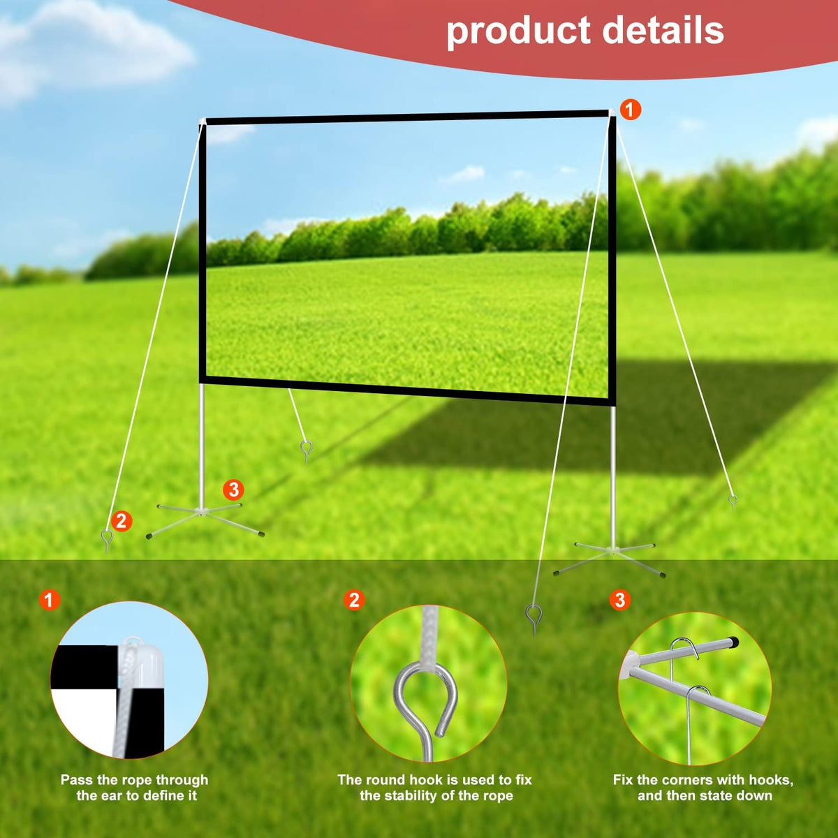 100 Inch Foldable Projector Screen and Stand with Carry Bag 16:9 V707201