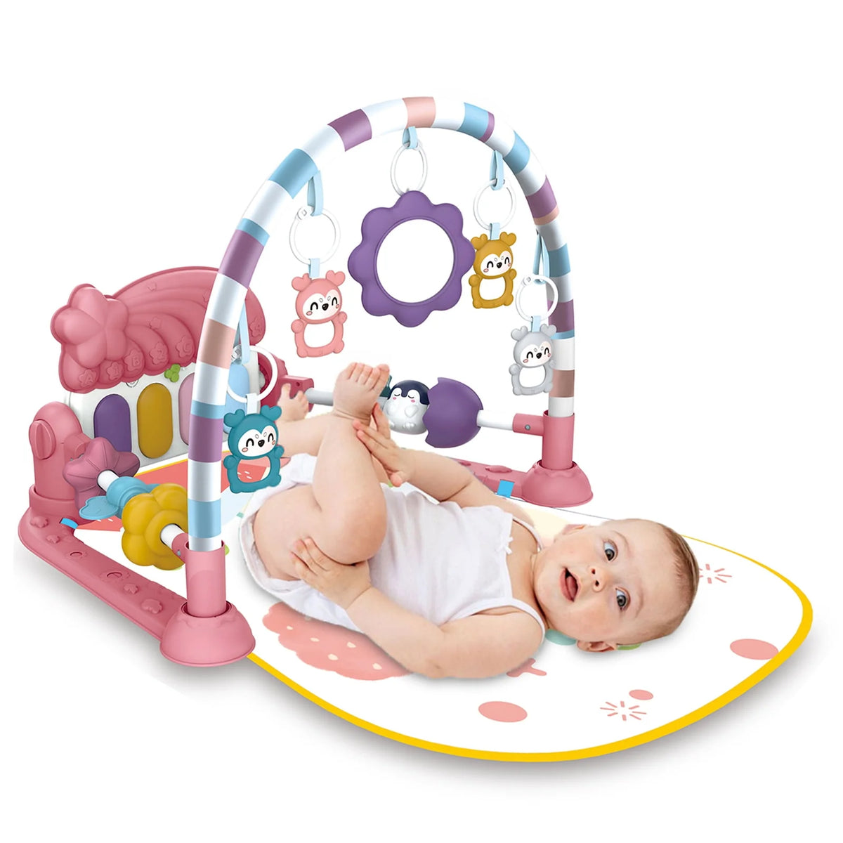 Baby Gym Play Mat 3 in 1 Fitness Rack with Music and Lights Blue A499800