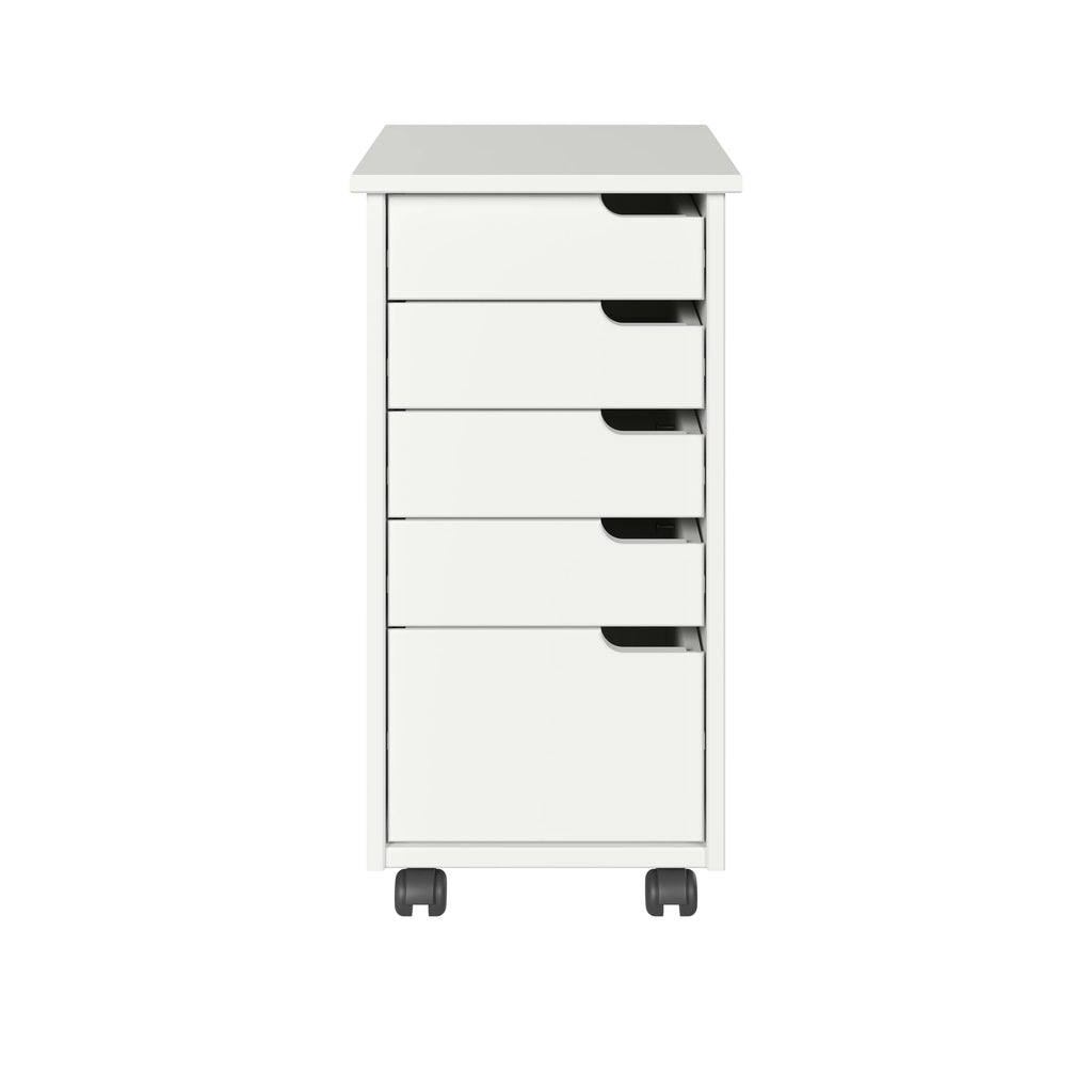 Solid Wood 4+1 Drawer White Roll Cart N769206