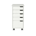 Solid Wood 4+1 Drawer White Roll Cart N769206