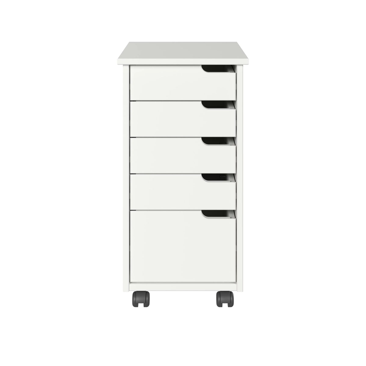 Solid Wood 4+1 Drawer White Roll Cart N769206