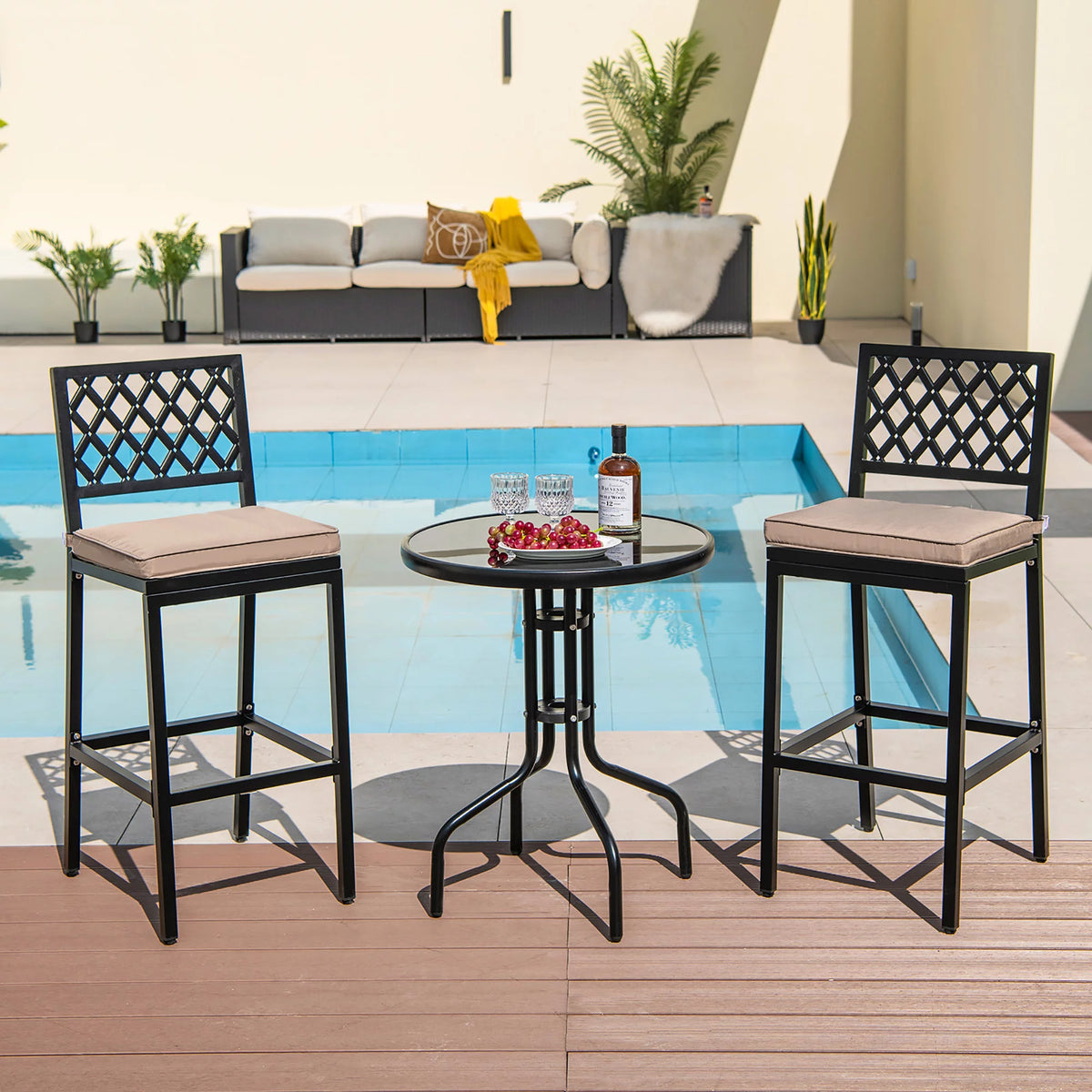 Set of 2 Metal Bar Stools with Cushion L799
