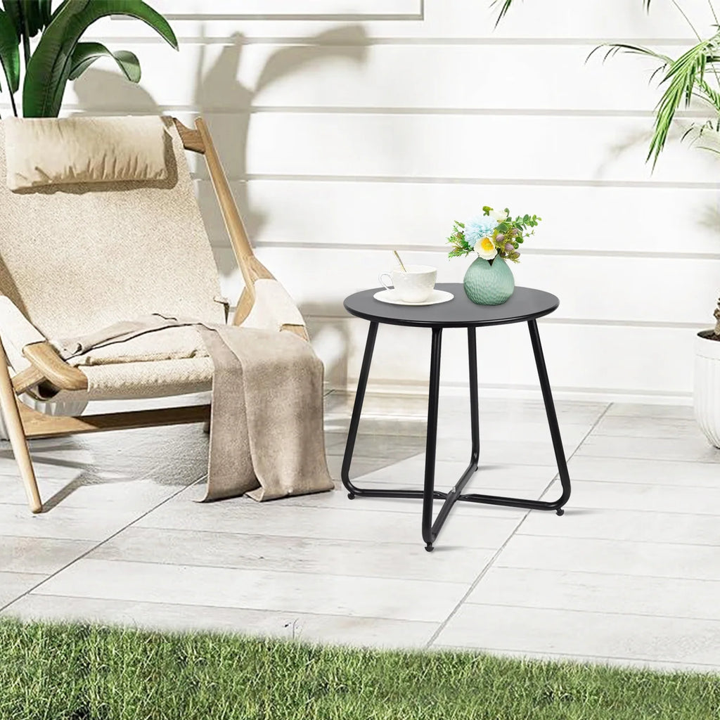 Metal Round End Table, Anti-Rust Waterproof Side Table X556366