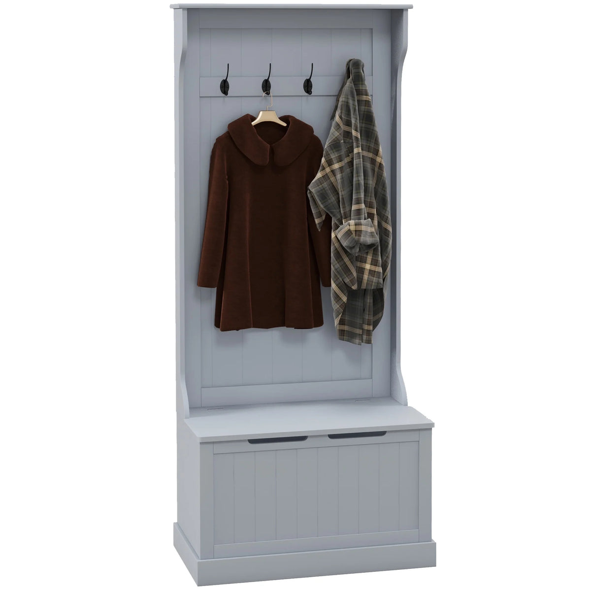 White 3-in-1 Hall Tree with Storage Bench W9339