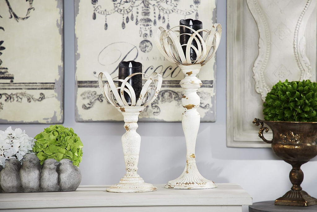 Set of 3 Blue-Washed Wood Candlestick S95282