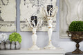 Set of 3 Blue-Washed Wood Candlestick S95282