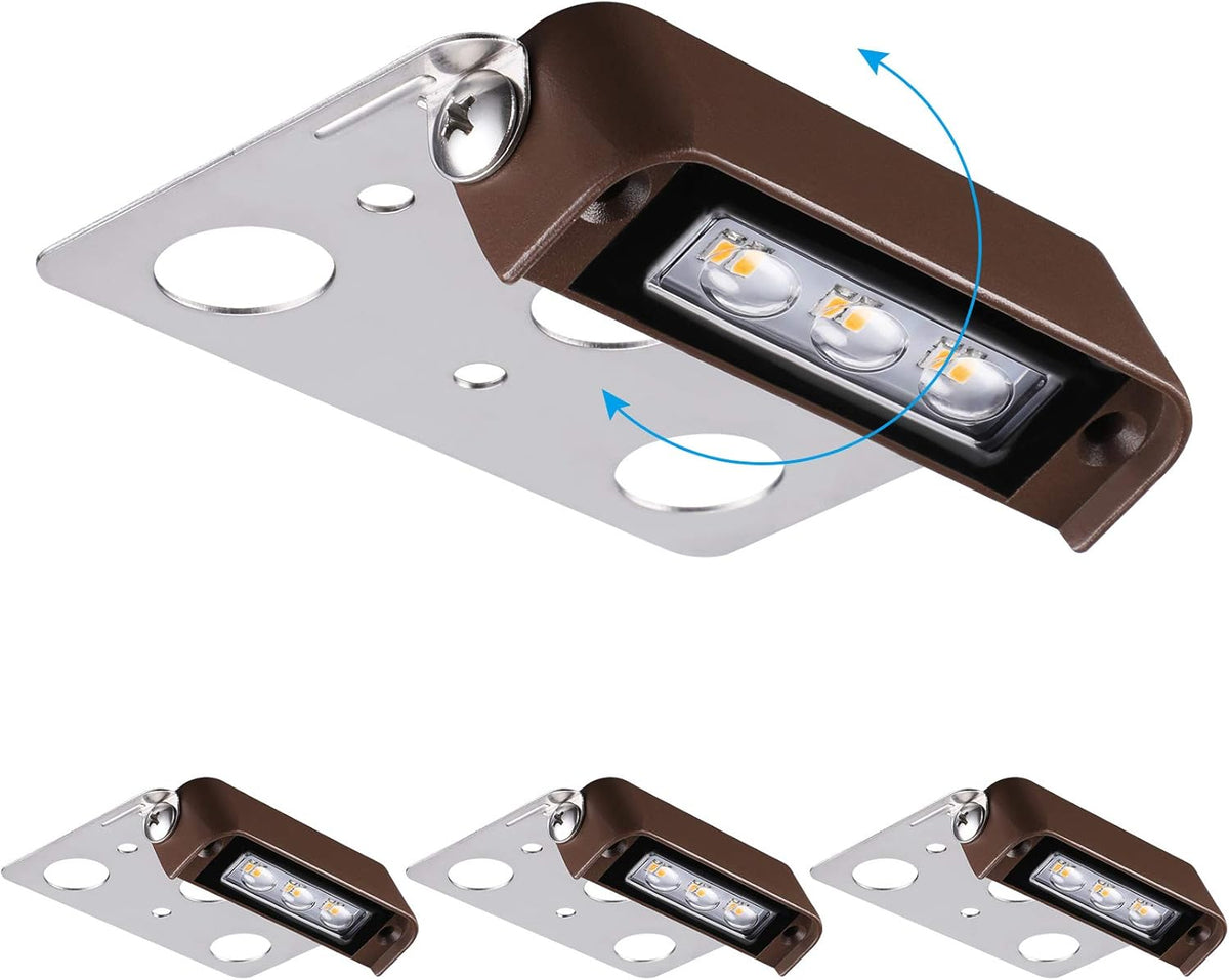 4 Inch 2W LED Retaining Wall Lights 270° Swivel Low Voltage IP65 Waterproof 5000K Pack of 4 X7029