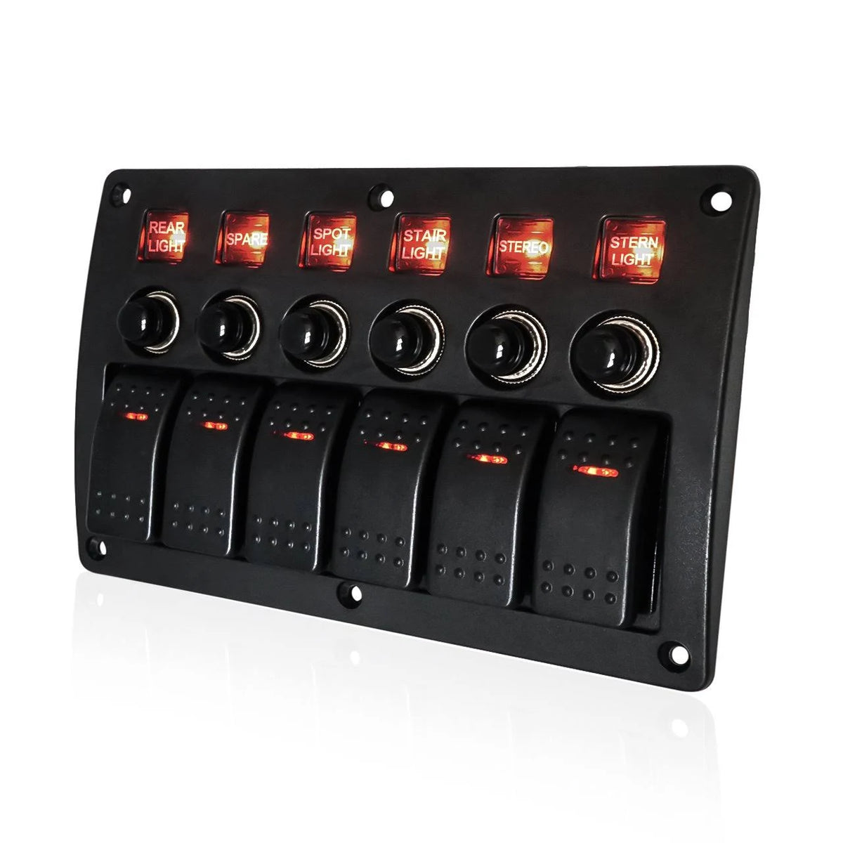 4/6/8 Gang Pre Wired Rocker Switch Panel Waterproof 12V 24V with Fuse X31252