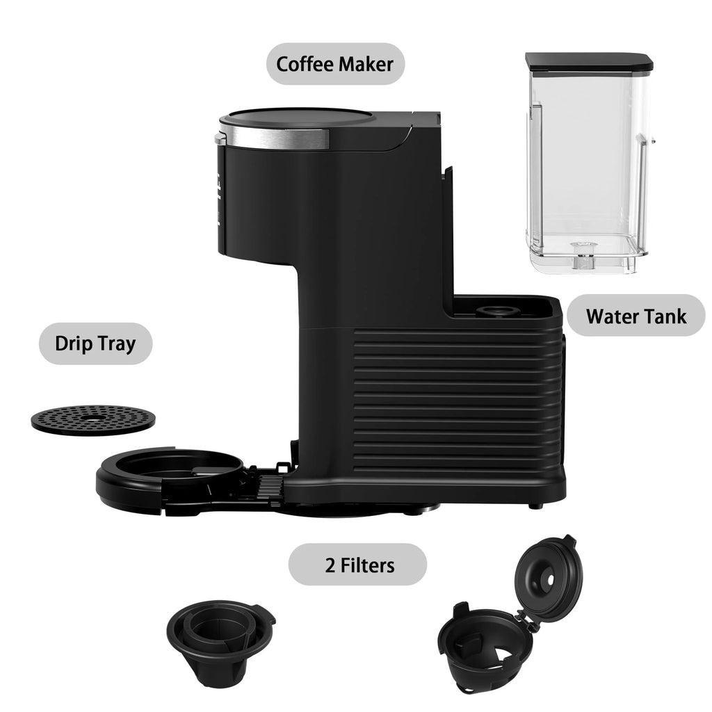 2-in-1 Single Serve Coffee Maker, Black J928903