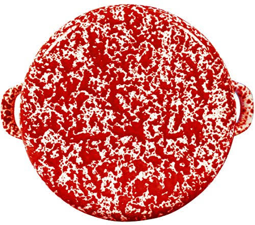 Red 8-Quart Enamel Steel Stockpot with Glass Lid E34250