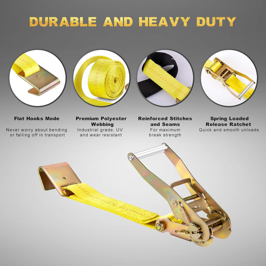 2" x 120'' Heavy Duty Vehicle Tie Down Straps with Flat Hooks O675743