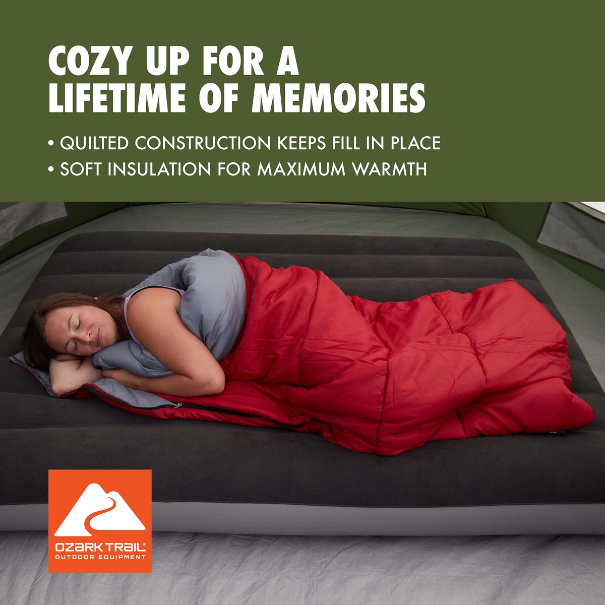 50-Degree Warm Weather Rectangular Sleeping Bag, Red, 33x75 Z59728