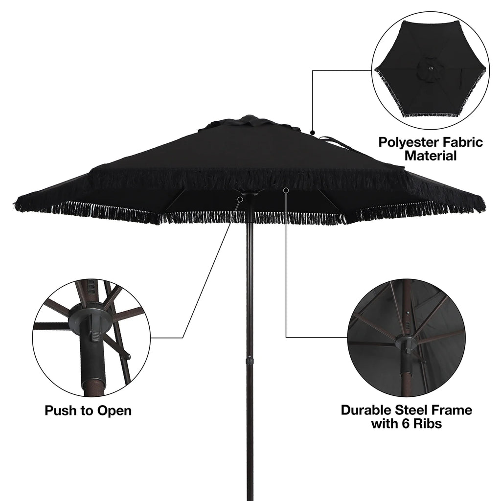 White 7.5' Round Patio Umbrella with Steel Pole G1760