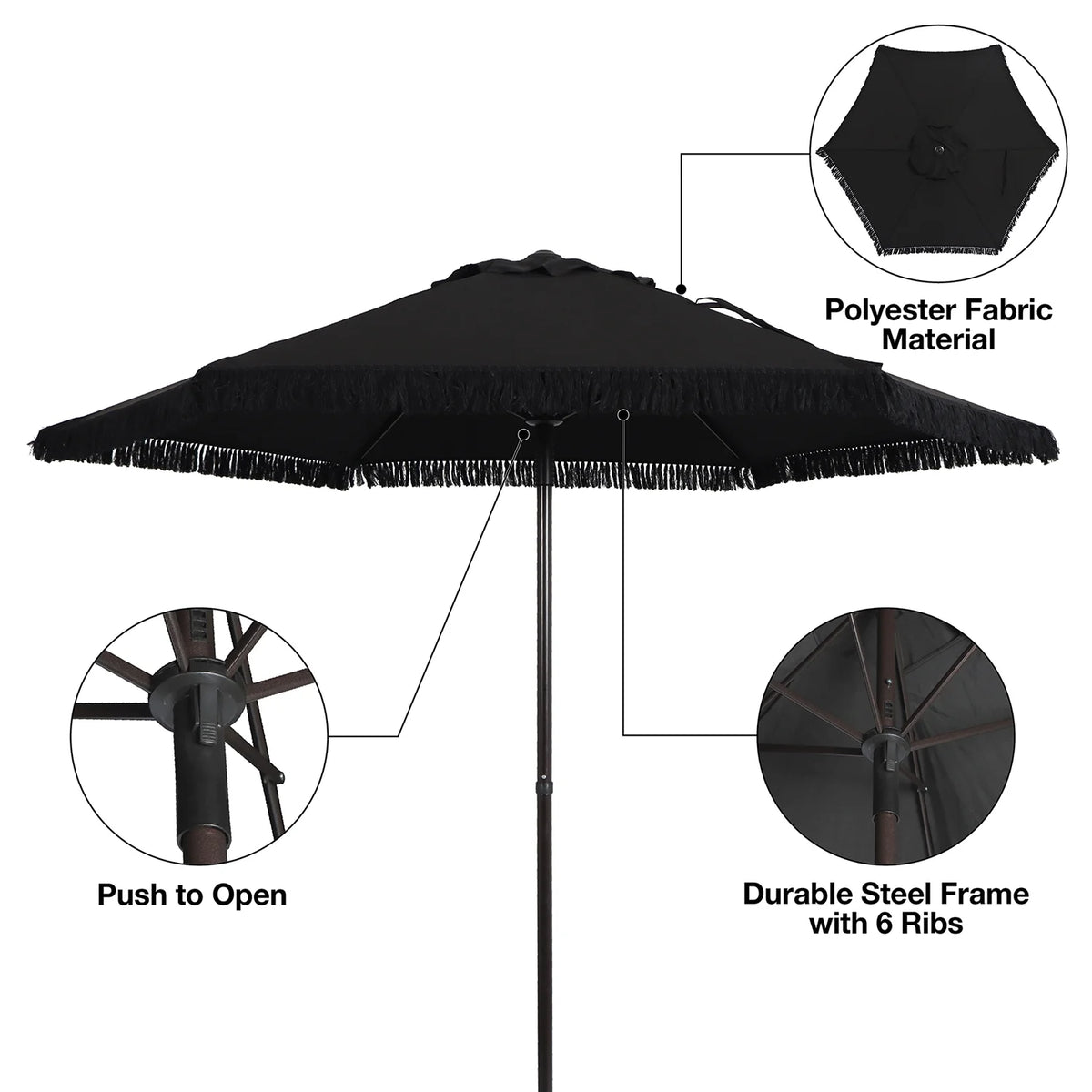 White 7.5' Round Patio Umbrella with Steel Pole G1760