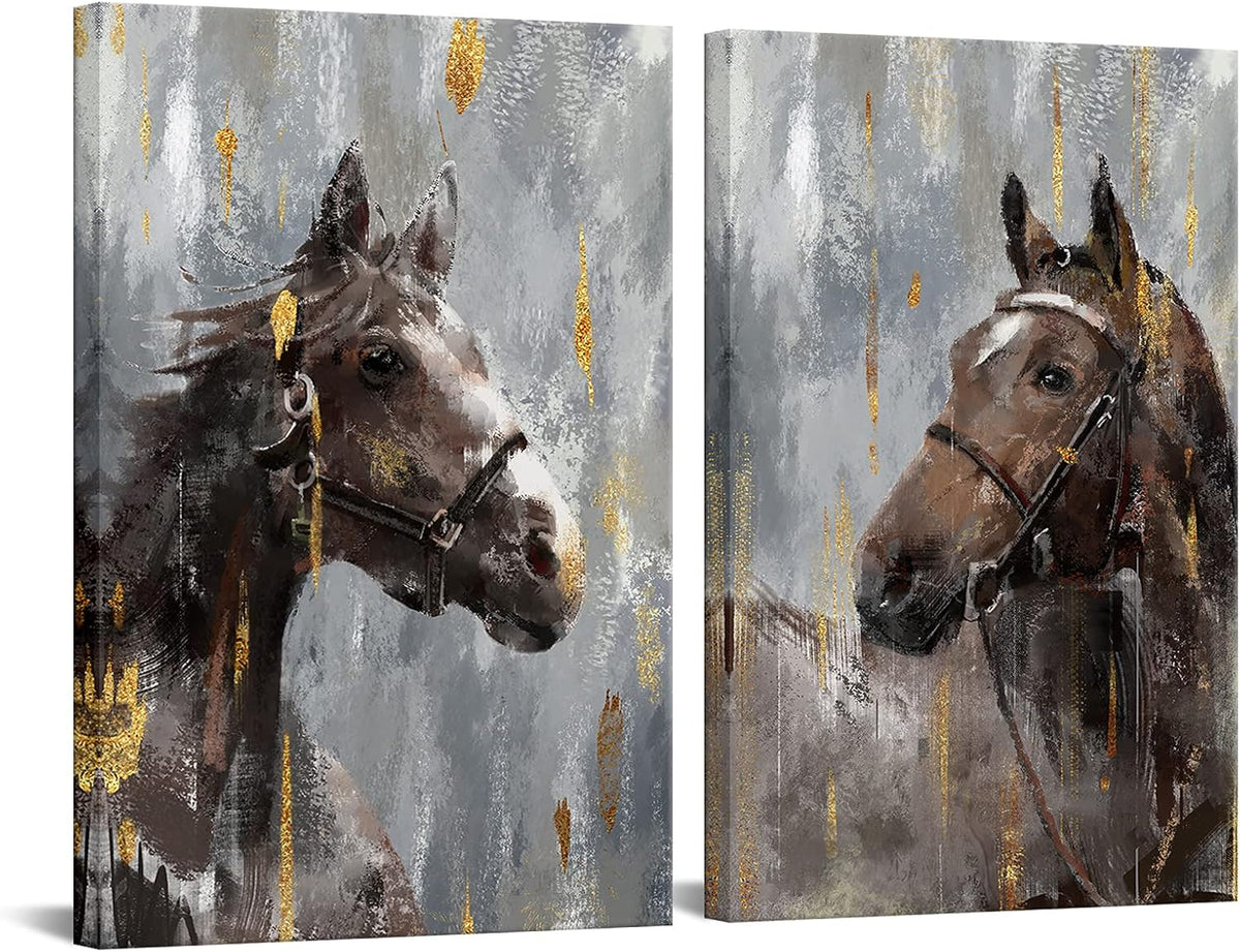 Brown Horse Canvas Art 16x24inch 2pcs W8831