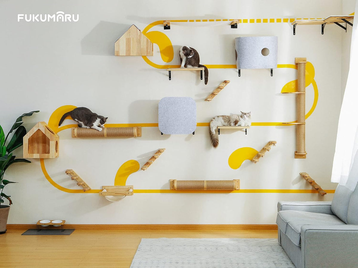 Wall Mounted 36 Inch Rubber Wood Cat Scratching Post M62215