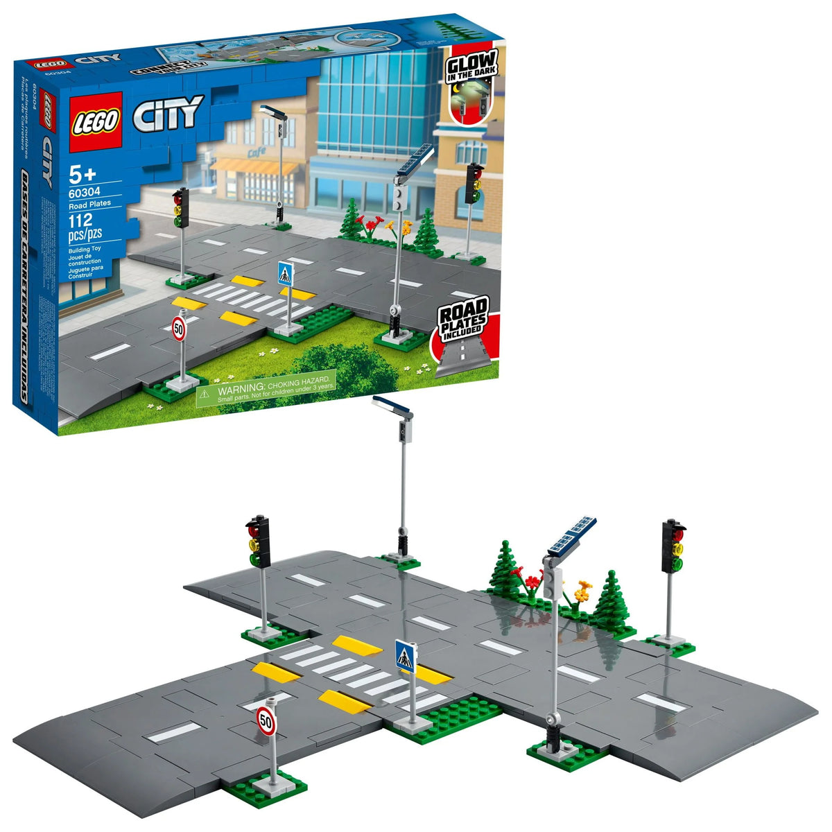 Road Plates Building Toy Set with Traffic Lights and Trees S739486