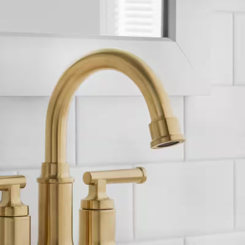 4 in. Centerset Double-Handle High-Arc Bathroom Faucet Matte Gold 2-Pack Q177043
