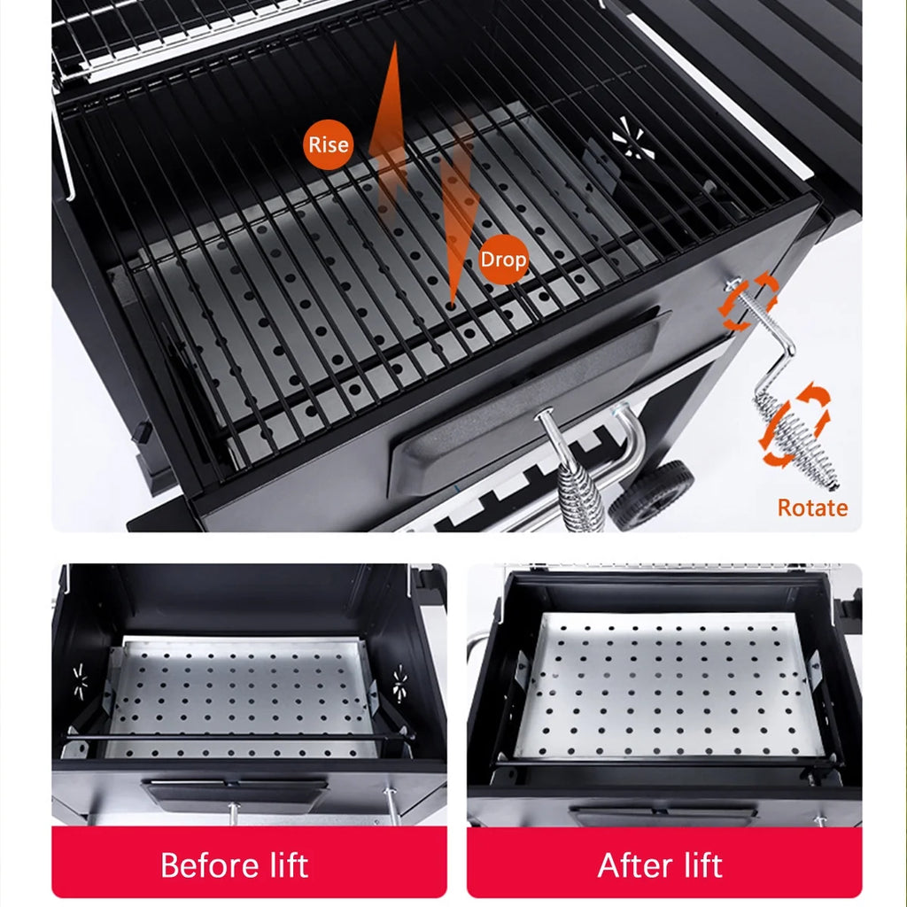 24 Charcoal Grill with Side Shelf and Wheels U543657