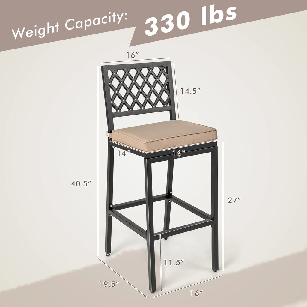 Set of 2 Metal Bar Stools with Cushion L799