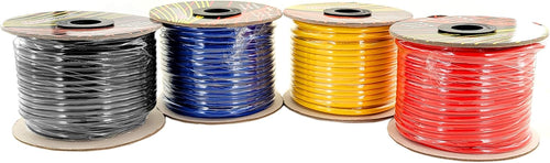 10 Gauge Stranded Copper Clad Aluminum Primary Wire, Red Black Blue Yellow 100 feet Roll Y5292