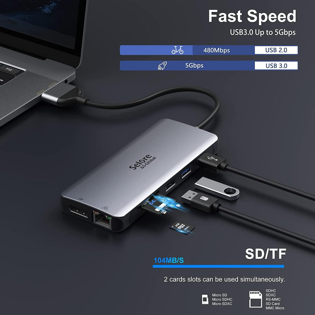 12 in 1 USB C Docking Station Dual Monitor HDMI Adapter J602337