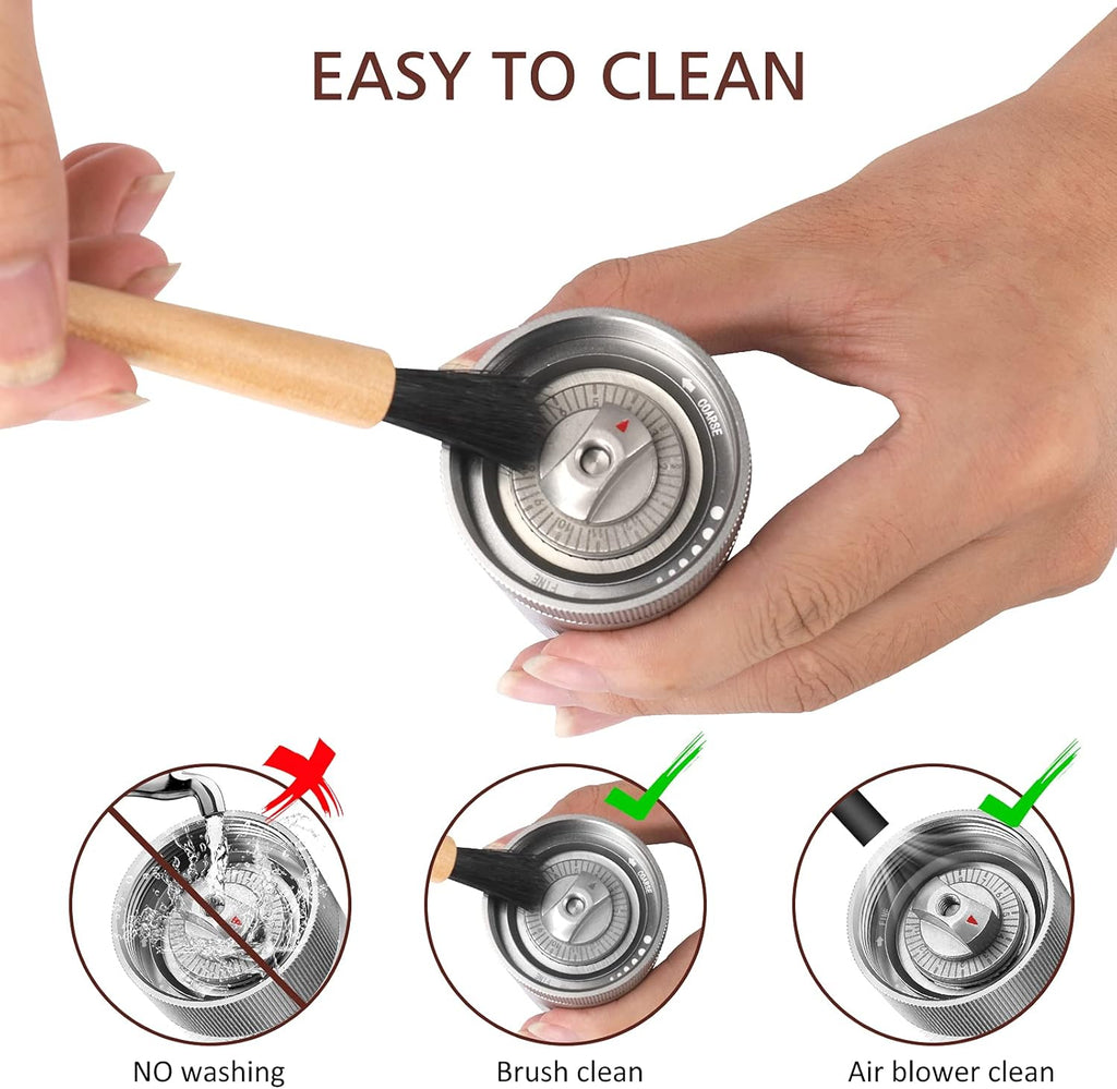 Manual Conical Stainless Steel Burr Coffee Grinder with Adjustable Grind Setting, 25g Capacity Y68844