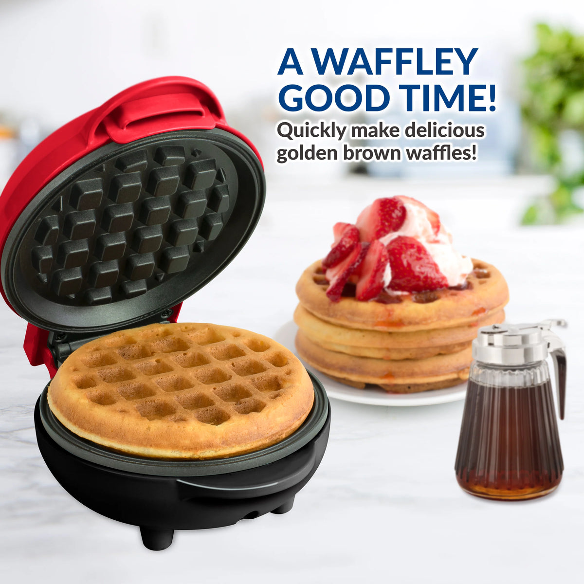 Red Electric Waffle Maker C96437