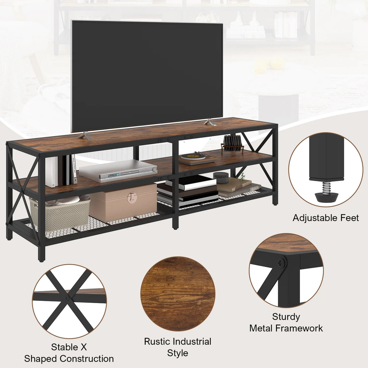 Wood TV Stand up to 75 Inch H749