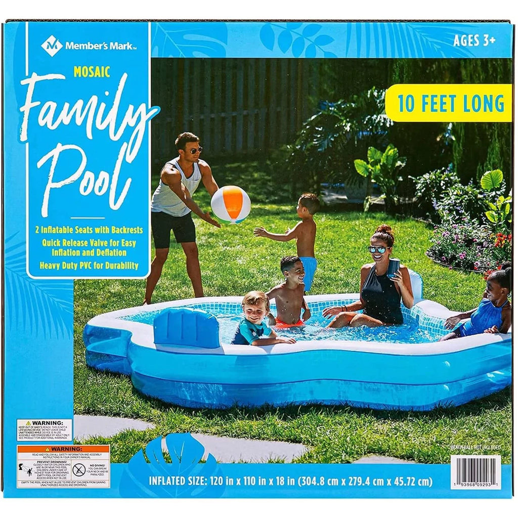 10 Feet Long Inflatable Pool with 2 Seats H3008