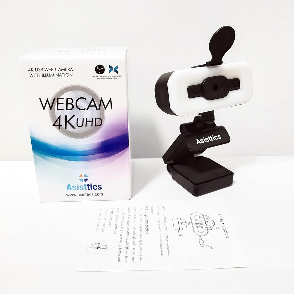 4K Webcam with Microphone and Ring Light A492803