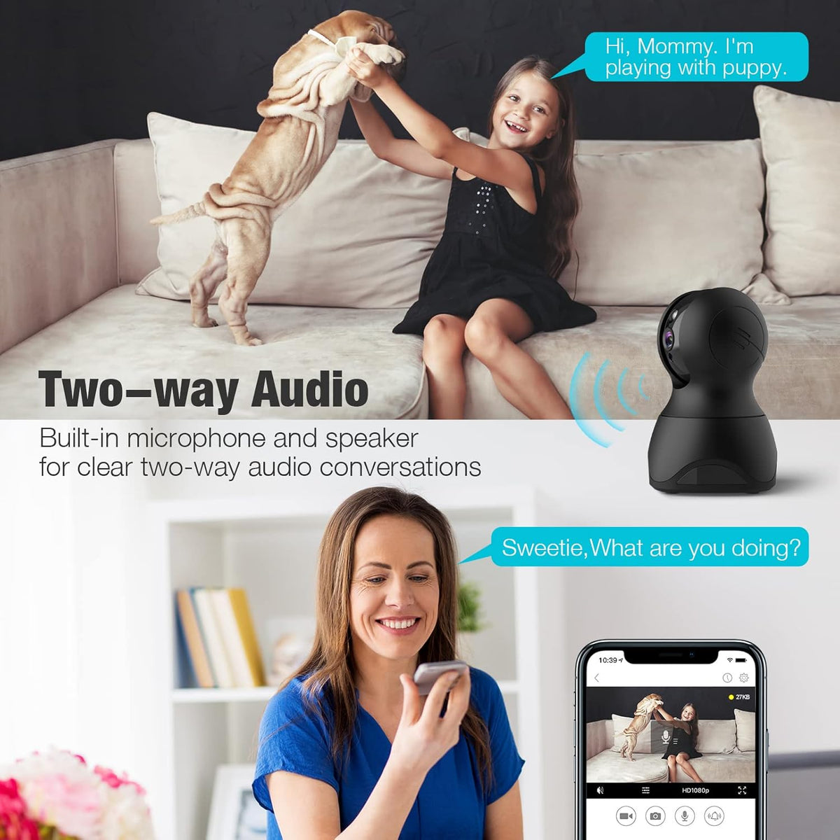 1080P WiFi Pet Camera with 2-Way Talk and Night Vision T918