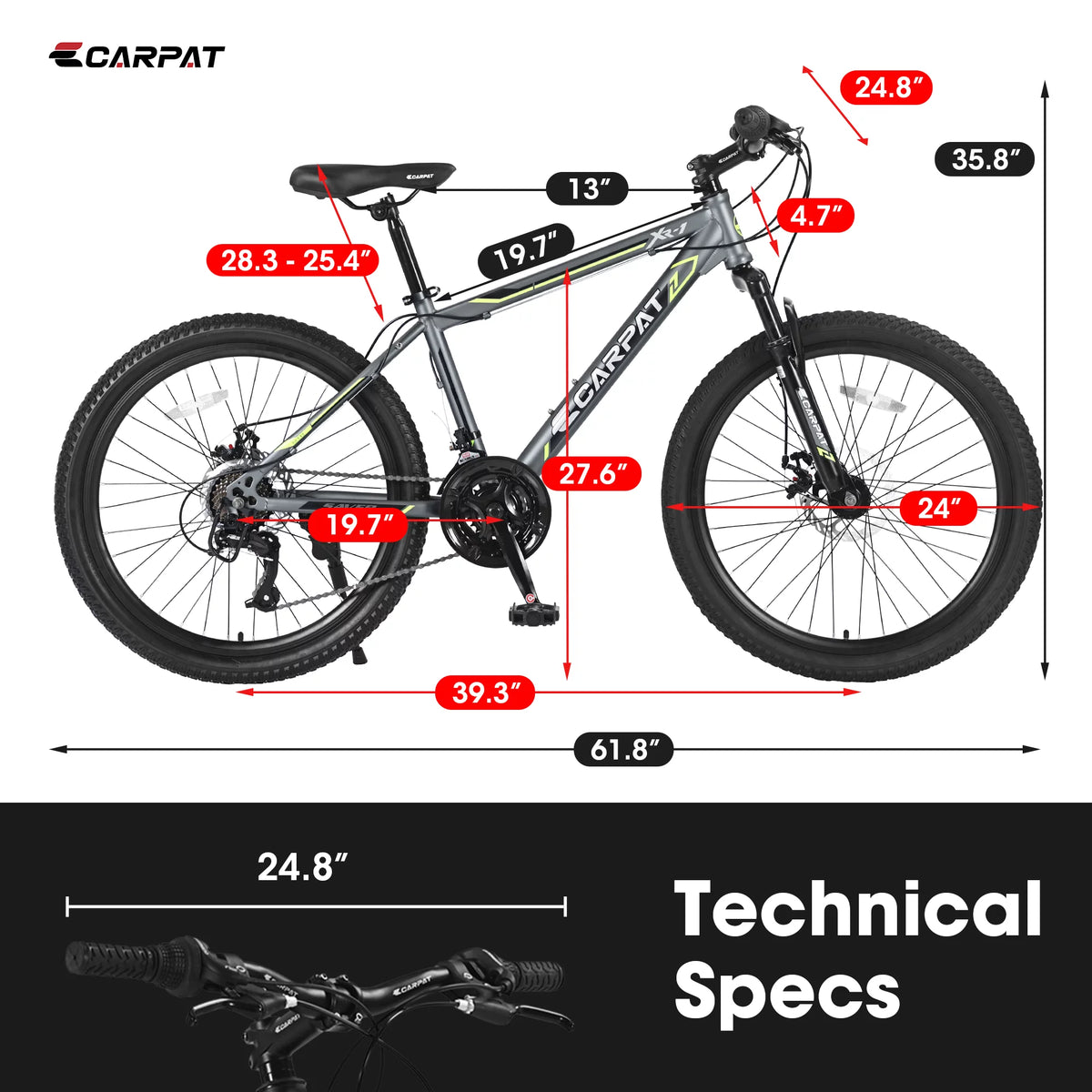 24 inch Kids Mountain Bike with Disc Brakes 21 Speed G27039